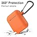 SATLITOG Case Cover with Secure Lock Keychain, Protective Silicone Cover Compatible with Apple AirPods 2nd & 1st Charging Case - Bright Orange