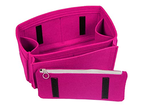 [Fits Neverfull GM/Speedy 40, Pivoine] Felt Organizer (with Diaper Pocket & Detachable Zipper Bag), Bag in Bag, Wool Purse Insert, Customized Tote Organize, Cosmetic Makeup Diaper Handbag