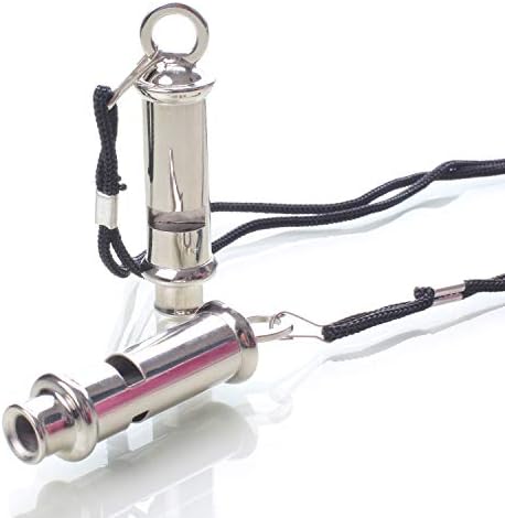 Naitondey Emergency Survival Whistle Stainless Steel Metal with Lanyard Bobby Style Police Safety SOS Loudest Pet Training Sport Camping Hiking Boating Hunting Kayaking Lifeguard Self Defense Whistle