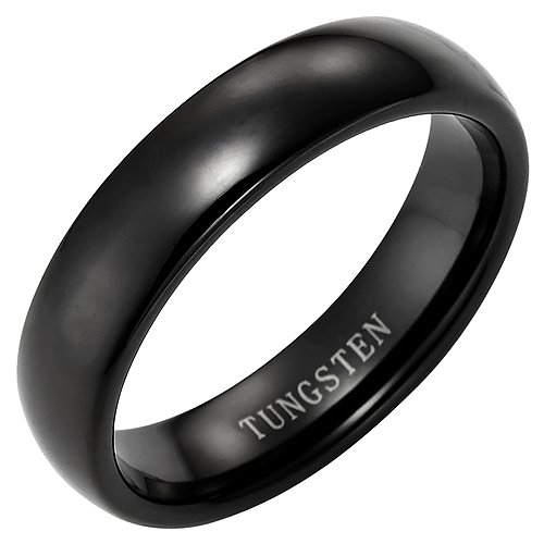 Willis Judd Black Mens 6mm Band Ring Crafted in Pure Tungsten with Black Velvet Gift Box. Available in Most Sizes