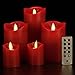 Flameless Candles, Battery Operated Flickering Candles Set of 5 Red Candles with Remote Timer by comenzar( Red)