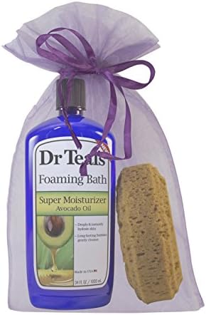 Dr Teal's Foaming Bubble Bath and Natural Bath Sponge Gift Bag (Avocado Oil Ultra Moisturizing)