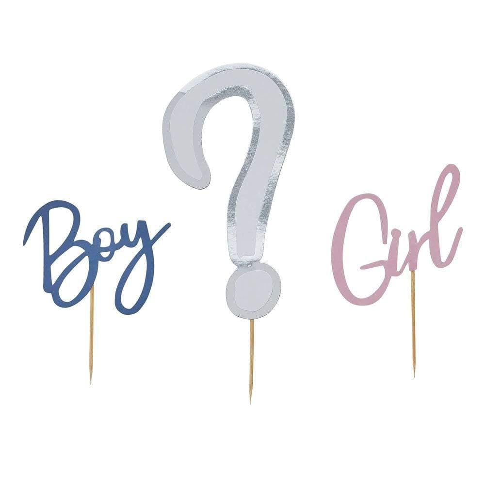 CLUB GREEN Gender Reveal Cake Topper Set, Multi, 25.8 x 0.3 x 16.3 cm