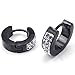 KONOV Mens Cubic Zirconia Stainless Steel Stud Huggie Hoop Earrings Set, Black
