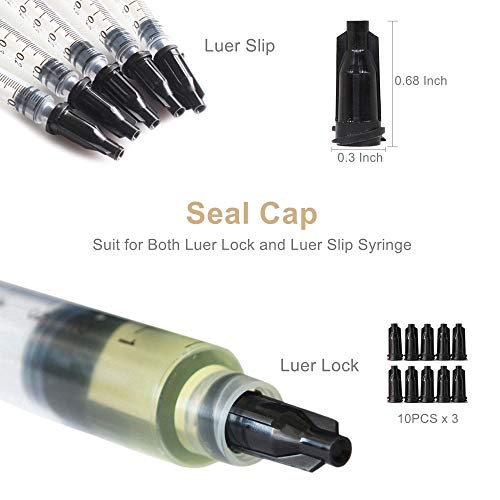 BSTEAN 30 Pack - 1ml, 3ml, 5ml,10ml, 20ml Syringes with 14ga, 16ga,18ga, 20ga, 22ga and 25ga Blunt Tip Needles and Caps for Refilling and Measuring Liquids, Vape, Oil or Glue Applicator