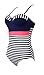 Color City Womens Halter Push Up Stripe One Piece Swimsuit Bathing suit
