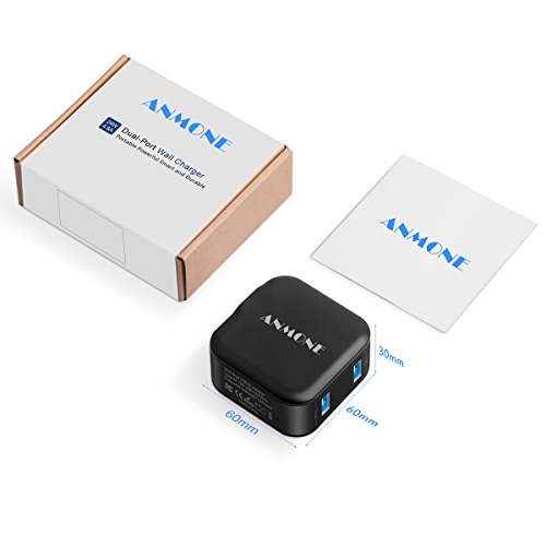 24W Dual USB Travel Wall Charger, ANMONE 2-Port fast charging Foldable Plug with Smart ID Technology mobile phone charger AC Adapter for iPhone X 6//8//7 Plus/, iPad Pro, Samsung S8 and more (Black) - Thumbnail 6