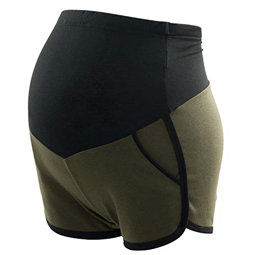 Maternity Active Shorts Summer Cotton Lounge Pregnancy Short Pants High Rize Green XL