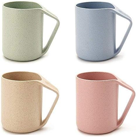 Fyuan Eco Friendly Cup Wheat Straw Biodegradable Unbreakable Mug for Water Coffee Milk Juice Tea Rinse Cups, Pack of 4