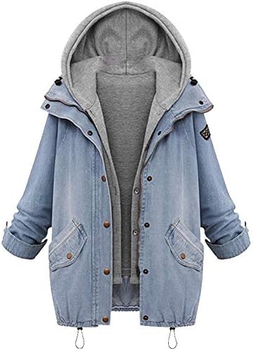 Women Winter Outwear Warm Collar Hooded Coat Jacket Denim Trench Parka Outwear Windbreaker Coats