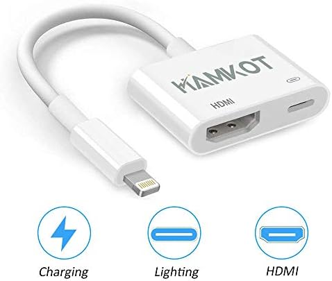 Lightning Digital AV Adapter, Lighting to HDMI Adapter with Lightning Charging Port Compatible with iPhone X 8 7 6 Plus 5s 5, iPad, iPod to TV Projector Monitor for 1080P HDTV, Support iOS 12 & Later