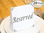 Big Reserved Table Tent Cards, 20 Pack. Great for Reserving Seats & Places at Events Like Wedding Receptions, Banquets & Parties. Highly Visible, Double-Sided Design Sets Up Quickly & Stays Vertical.