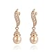 Angelady White Pearl Earring and Necklace Sets 18k Gold Plated Wedding Engagement Bridal Jewelry Sets (Earrings)