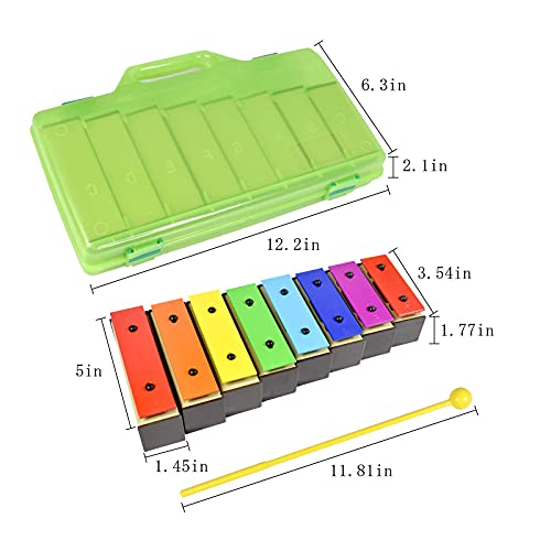 ENNBOM Xylophone Glockenspiel 8 Notes Chromatic Resonator Bells with Green Case Pricepulse
