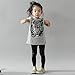Weixinbuy Kids Baby Girl Cotton Tiger Printed Shortsleeve Blouse Grey