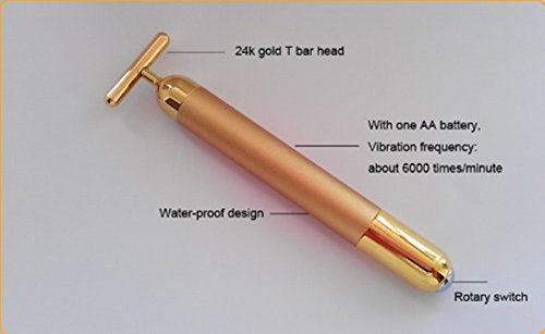 AnHua Waterproof Beauty Bar 24K Golden Anti-Aging PULSE SKIN CARE Gold Facial Roller Massage - Thumbnail 3