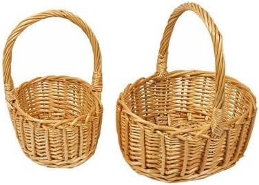 Woodluv Storage Baskets Set of 2, Wicker Woven Wedding, Flower Girls, Easter, Display & Gift Hamper Basket, Natural - Image 3