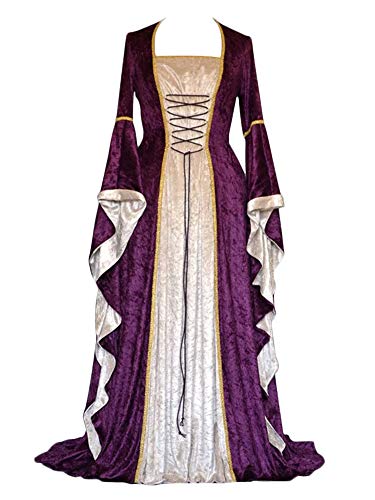 ZhuiKunA-Donna-Vintage-Rinascimentale-Medievale-AbitoManica-Lunga-Fancy-Cosplay-Vestito