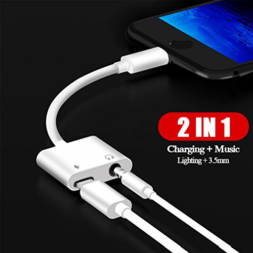 image for Ambrrhty 2 in 1 Lightning Audio +Charger Adapter for iPhone X iPhone 8