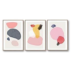 3 Piece Framed Canvas Home Artwork Decoration Abstract Color Block Canvas Wall Art for Living Room, Bedroom - 16"x24"x3 Panels