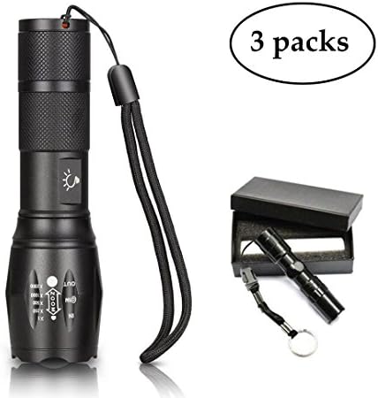 HIMOO LED Flashlight Tactical, 1000 Lumen Super Brightness Portable Handhold Tactical flashlights Zoomable, Waterproof, Shock Resistant, Ideal for Indoor, Outdoors, Home （get 2 gift flashlights）