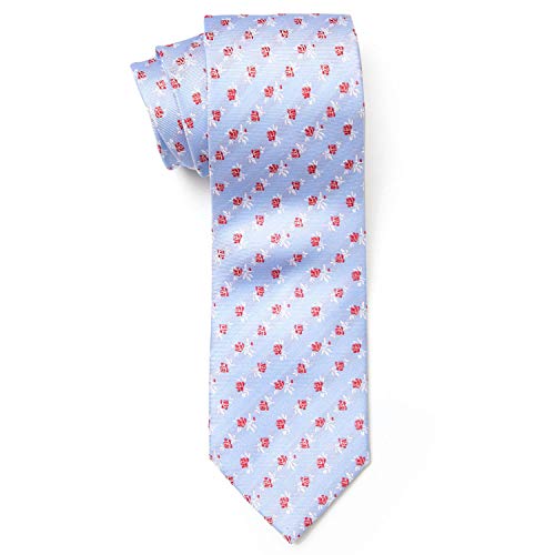 Teliz Solid Color Ties for Men 100% Silk Necktie + Gift Box (Red Rose)