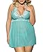 UrHot Women's Plus Size Halter Lace See-through Sexy Babydoll Lingerie with G-string