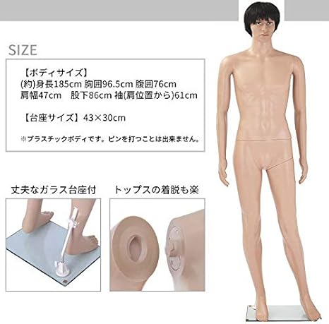 Amazon Co Jp Men S Full Body Mannequin 73 3 Inches 186 Cm Skin Color Real Face Type Size 8 Y Body 38 2 Inches 96 5 Cm X Width 29 9 Inches 76 Cm X Height 38 5 Inches