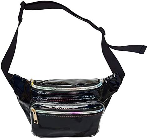 AIWENSI Casual Hologram Fanny Pack, Soft PU Laser Travel Waist Bag Women Girls