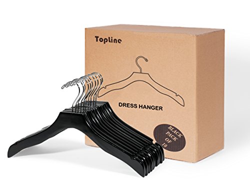 Topline Classic Wood Bridal Dress Hangers - Black Finish (10-Pack) - Thumbnail 7