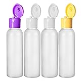 Moyo Natural Labs BPA Free HDPE No Leak Travel Bottle Color Flip Caps Tsa approved Made in USA 2 Oz Empty Bottle Four Pack