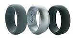 3 Silicone Wedding Ring Silicone Wedding Band for Men Metallic Ring Set for Crossfit, Climbing, WOD's and Outdoor Sports (Black - Grey - Metalic Black, 10)