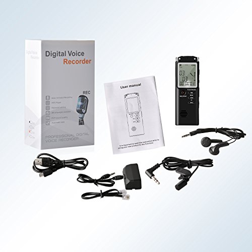 Voice Recorder - Dual Microphone 8gb Digital Voice Activated Recorder with MP3 Player, Rechargeable HD Audio Recorder, A-B Repeat and 1 Touch Recording Best for Lectures/Meeting/Interview (1536kbp
