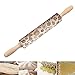 Christmas Wooden Rolling Pins,Engraved Embossing Rolling Pin with Christmas Deer Pattern for Baking Embossed Cookies,Rolling Pin Kitchen Tool 17inch (2 pack)