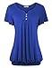 Nomorer Women's Summer Short Sleeves Tops V Neck Ruffled Sleeve Loose Fitting Shirts