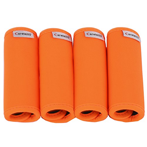 Careteilly Neoprene Luggage Handle Wraps Fluorescent Orange Neoprene Luggage identifiers Handle Wraps Padded Luggage Wrap Handle Travel Gift Handle Grip Wrap