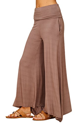 Annabelle Women's Fold Over Waistband Comfortable Lounge Pants Plus Size With Side Pockets X-Large Ash Mocha P9010X