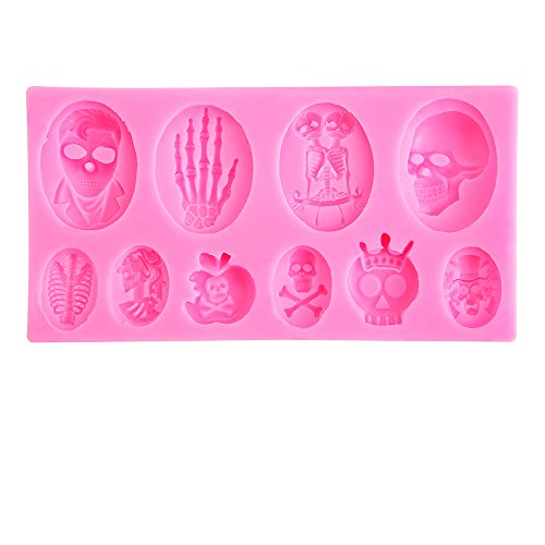 Dsmile 10 Pieces Funny Skulls Silicone Pendant with 100 PCS Screw Eye Jewelry Casting Molds Silicone for DIY Jewelry Craft Making