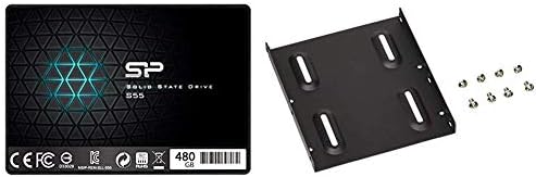 セット買い シリコンパワー Ssd 480gb Tlc採用 Sata3 6gb S 2 5インチ 7mm 3年保証 S55シリーズ Sp480gbss3s55s25ac オウルテック 2 5インチhdd Ssd用 3 5インチサイズ変換ブラケット ネジセット付き ブラック Owl Brkt04 B
