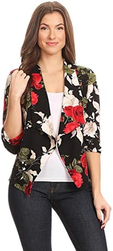Women's Solid & Printed Open Blazer Cardigan Jacket/Made in USA