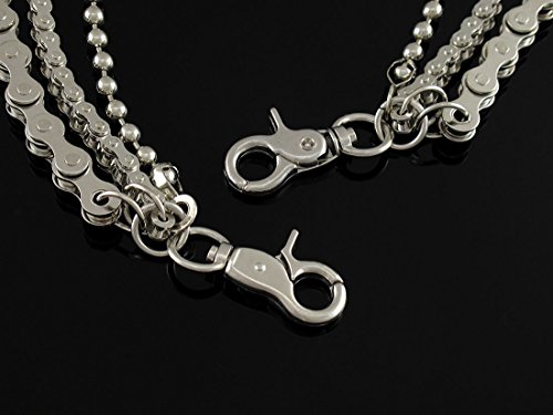 Metal Mens Wallet Chains Wc-123 Triple Strand Chrome Bike Chain Link Plated Jeans Chain Wallet Silver