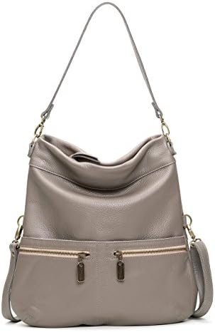 Gray Italian Leather Medium Convertible Foldover Crossbody