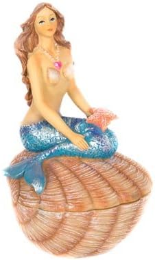 Sprinkles Gifts Mermaid On a Shell Trinket Jewelry Box Cast Resin Figurine Decor