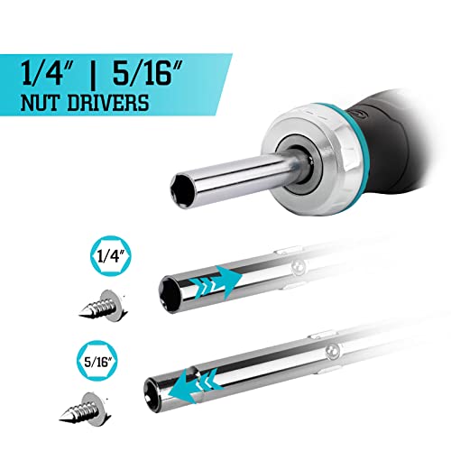 DURATECH Ratcheting Screwdriver, 6-in-1 Multi-Bit Screw Driver with Phillips, Slotted Bits and Nut Driver