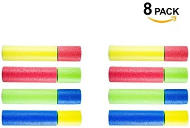 Deya Foam Water Gun Blaster Water Shooter Set of 8 | Pool Beach Water Summer Toy For Boys And Girls | Random Colors | 10” Length | Up To 30 Feet Shoot