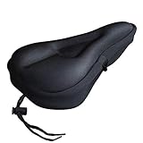 MIWORM Silicone Gel Bike Seat Cover,Bicycle Wide Gel Soft Pad,Most Comfortable Bike Saddle Cushion with Dust Resistant Cover for Women and Men,Black