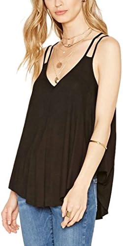Autumn Melody Stylish Loose Sexy V-neck Black Gray Vest Women's Casual Tops Size L US (Black)