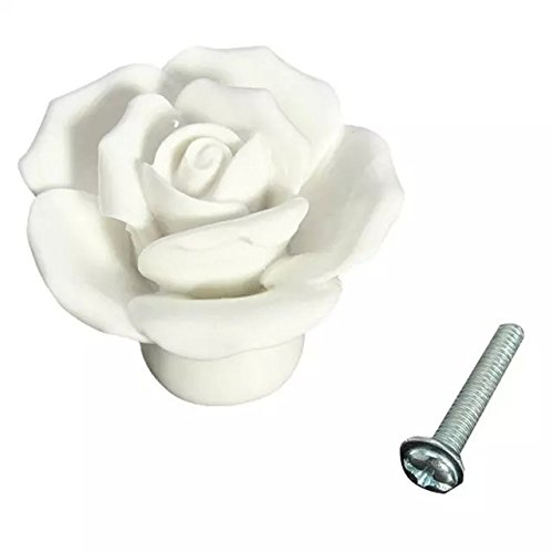 image for CSKB White 5 PCS 40mm Round Rose Ceramic Door Knob follow pattern love