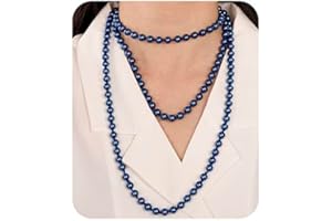 Wiwpar Long Pearl Necklace Faux Pearl Strand Layered Necklace 1920s Costume Jewelry Vintage Multi Strands Pink Pearl Necklace