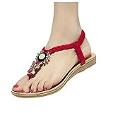 ZOEREA Women Summer Sandals Beaded Lace Up Flat Shoes Open Toe Women Girl